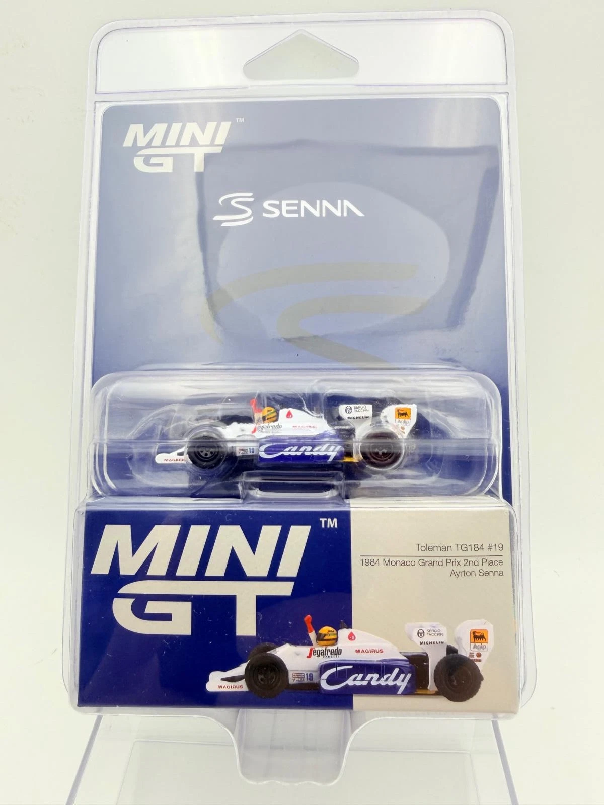 MINI GT 1:64 TOLEMAN TG184 AYRTON SENNA 1984 MONACO BLISTER